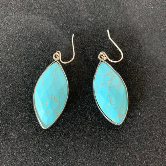 Turquoise Jewelry - Turquoise and Silver Dangle Earrings